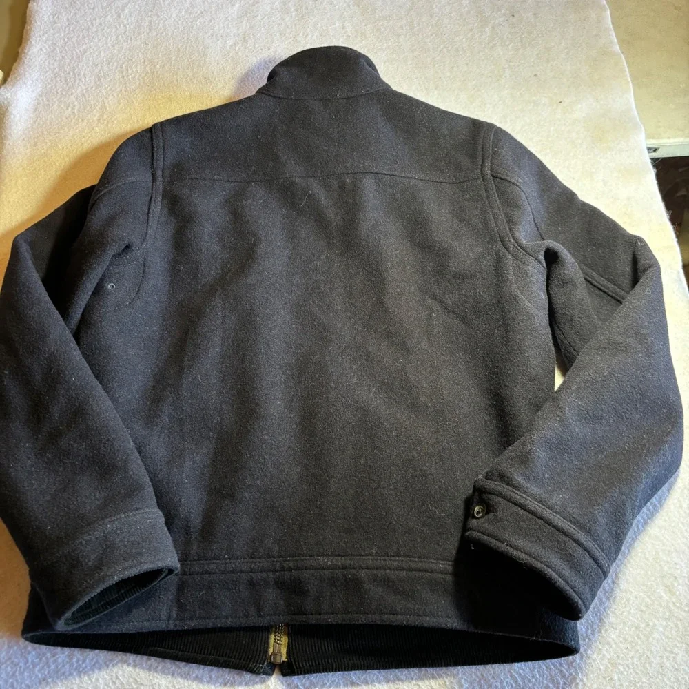 Abercrombie Fitch‎ Mens Wool Blend Bomber Jacket Size L Black Full Zip
